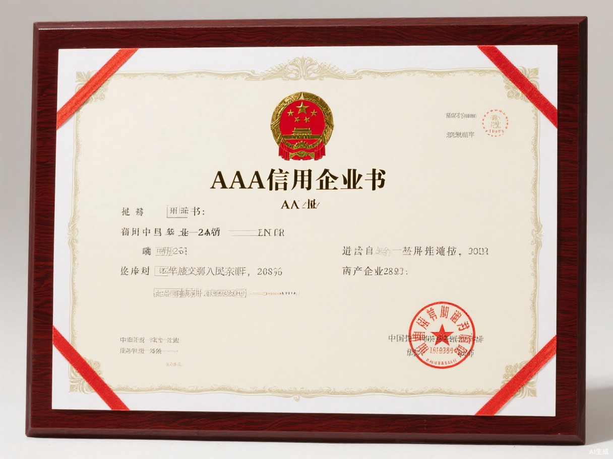 AAA级信用企业证书
